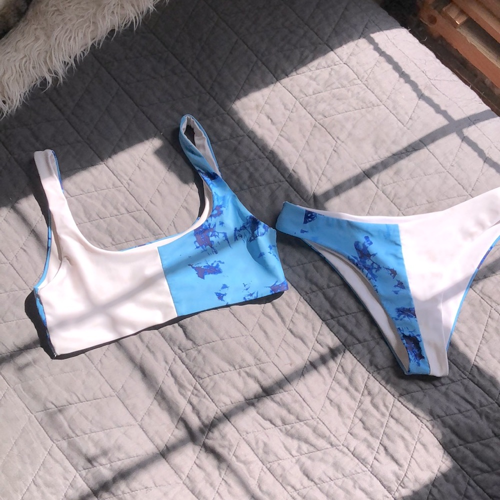 Blue and White Bikini